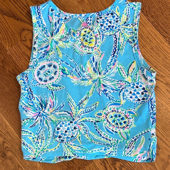 Lilly Pulitzer Luxletic Greer Tank in the Bermuda Blue Turtle Season, Medium - Picture 4 of 6